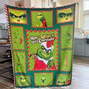 Grinch Holiday Blanket - Green and Red